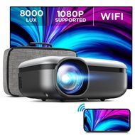Portable Projector 1080P Supported MOOKA FAMILY Mini WiFi Projector with Carrying Bag 8000L Movie Ho