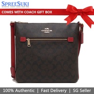 Coach Handbag In Gift Box Crossbody Bag Signature Rowan File Bag Brown 1941 Red # C1554