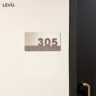 LEVU BGSP09 luxury hotel room number plate, scratched silver aluminum background, embossed mica, roo