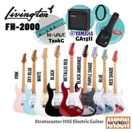 Livingston FH-2000 Stratocaster HSS Electric Guitar Roasted Maple FB With Yamaha GA15II / Orange Cru