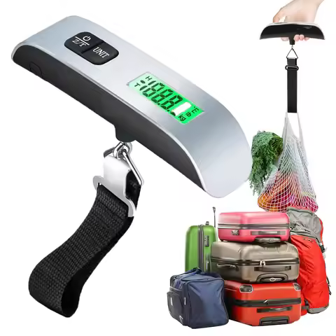 50kg Hanging Baggage Scale Digital Luggage Scale LCD Display Portable Suitcase Weighing Scale Travel
