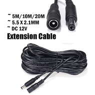 3m 5m 10m 20m DC 12V Power Extension Cable 5.5 x 2.1mm Plug Wire Cable for CCTV Camera