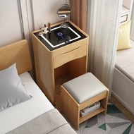 簡約實木梳妝枱附無線充電多功能床頭收納櫃小戶型化妝枱40CM
