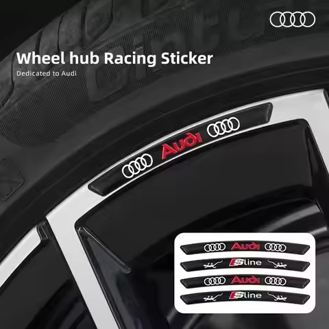 4pcs Aluminum Logo Car Wheel Rim Hub Sticker Car Decoration For Quattro For Audi sline A4 B7 B8 B9 A
