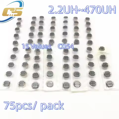 15 Values CD54 SMD Power Inductor Assortment Kit 2.2UH~470UH Chip Inductors High Quality CD54 Wire W