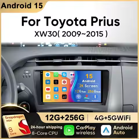 For Toyota Prius 3 XW30 2009-2015 Android 15 Car Radio Multimedia Video Player GPS Navigation Carpla