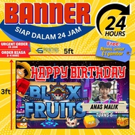 BLOX FRUITS Birthday Banner 3ft x 5ft Free 4 Lubang