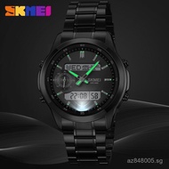 Electronic Watch for Men, Steel Band, Casual, Waterproof, Multi-Function Dual Display, Daylight Savi