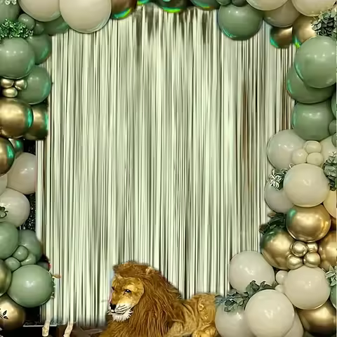 2pcsGreen Laser Rain Silk Curtain Backdrop Birthday Party Photo Booth Decoration Event Anniversaries