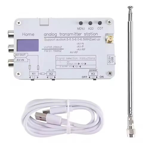 For Hamgeek White Analog TV Signal Transmitter Home Analog TV Transmitter With OLED Display Supports