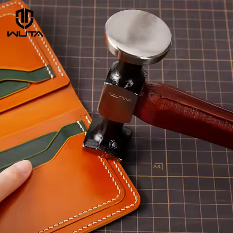 WUTA Leather Mallet Hammer Cobbler Hammer Carbon Steel Double Head Smooth Chasing Hammer for Profess