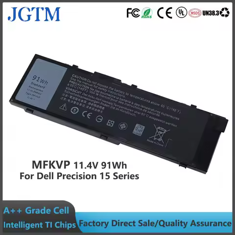 JGTM MFKVP lithium ion laptop Battery 11.4V 91Wh T05W1 GR5D3 0GR5D3 0FNY7 RDYCT for Dell Precision 1