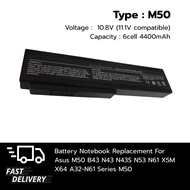 (ส่งฟรี ประกัน 1 ปี) แบตเตอรี่ โน๊ตบุ๊ค Compatible with Asus M50 B43 N43 N43S N53 N61 X5M X64 Series