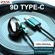 ZNW TYPE-C Earphones 9D Surround Sound Headphones Built In HD Mic Earphone Original High Quality Hea