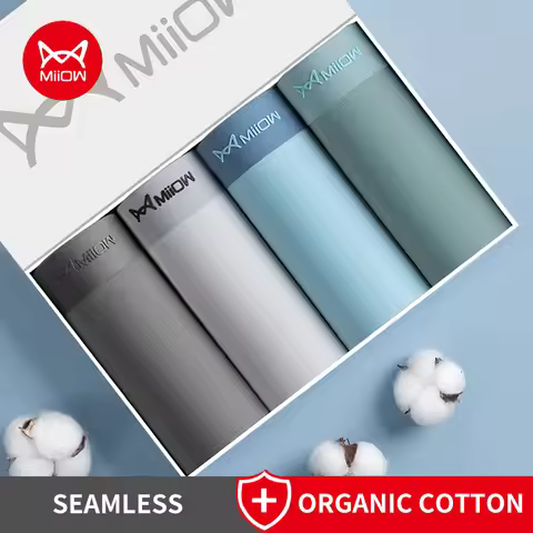 MiiOW Winter Cotton Men's Panties Set Graphene Antibacterial Men Underwear Man Boxer Brief Soft Brea