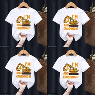 t-shirt for boys funny Excavator T-Shirt birthday number print 2 3 4 5-10 Birthday Gift Kids Tshirt 