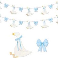15pcs Bow & Silly Goose Birthday Banner, 7 Geese 8 Bows, Farm Animal Baby Shower Birthday Party Deco