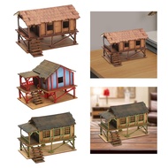 [hufgym] DIY Wooden House, Assemble 1/72 Models House, Wooden Model Kits House, DIY Scene