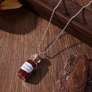 1pc Vampire's Blood Glass Vial Pendant Necklace, Silver Tone, Suitable For Daily Wear