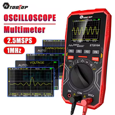 TOOLTOP ET2010A 2 IN 1 Digital Oscilloscope Multimeter 2.5Msps 1MHz Portable Multimeter Multifunctio