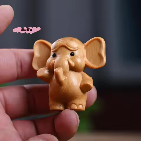 S-1Pc Handcrafted Wooden Elephant Figurine Versatile Indoor Outdoor Decor For Christmas Diwali New Y
