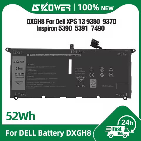 SKOWER DXGH8 Battery for Dell XPS 13 9370 9380 7390 Inspiron 7490 Vostro 5390 5391 HK6N5 Latitude 33