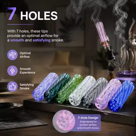 7/8/12mm Vortex Twisted Slim Glass Filter Tip Mouthpiece -Premium Cooling Tabasco Filter Feature for