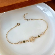 14K包金 橄欖綠幸運草手鍊 手環 14kgf