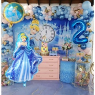 Popular Design 102pcs/set Cartoon Princess Cinderella Theme Blue White Latex Balloons 1 2 3 4 5 6 7 