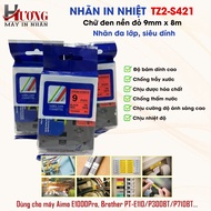 Printed label TZ2-S421 for Aimo E1000 Pro I Brother PT-E110/P300BT/P710BT - Black text on red and bl