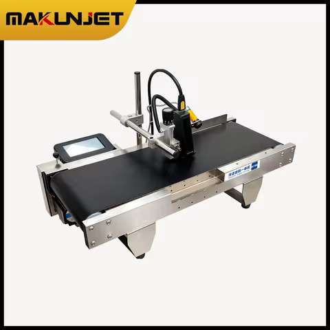 MAKUNJET CP100 Automatic Continuous Coding Machine with Conveyor Belt Online Thermal Inkjet Printer 