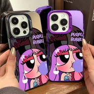 Cartoon Fun Purple Hair Bubble Girl Phone Case Compatible for IPhone 15 13 11 14 12 Pro Max X XS MAX 7/8 Plus Se2020 Fashion Shockproof Artistic Case