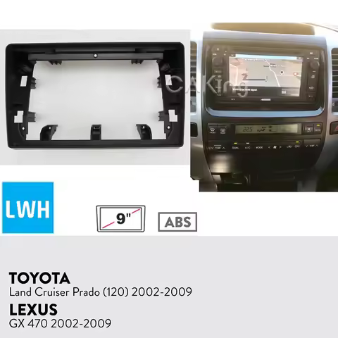 9inch Car Fascia Radio Panel for TOYOTA Land Cruiser Prado (120) / LEXUS GX470 2002-2009 Dash Kit Fa
