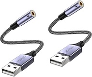 MOSWAG USB to 3.5mm Jack Audio Adapter,USB to Aux Cable with TRRS 4-Pole Mic-Supported USB to Headph