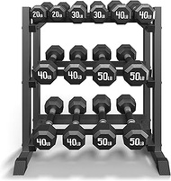 3-Tiers Dumbbell Rack Stand Only, 1100LBS Adjustable Weight Rack for Home Gym, Heavy Duty Weight Sta
