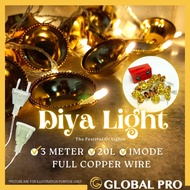GLOBAL PRO Diwali Light GOLDEN 20L Deepak Diya LED Fairy String Light Home Diwali Deepavali Light festival Light