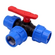 IVY 20/25/32/40/50mm PE Pipe Faucet Diverter Irrigation Plastic 3-Way Ball Valve T-type Easy To Inst