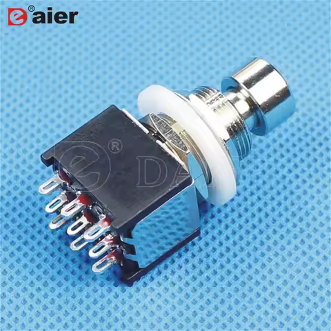 2PCS M12X0.75 Foot Switches 9 Pins Push Button Switch ON/ON Latching 3PDT 3 Pole Double Throw Moment