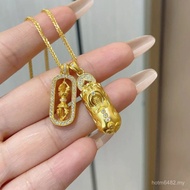 Au750 Chain Colorful Pestle Gold Pendant Pixiu Stone Conquering Demons Non-Collarbone Shellfish 18k 