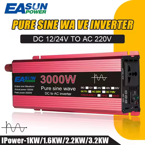 EASUN POWER Pure Sine Wave Inverter DC 12V 24V To AC 110V 220V Voltage 1KW 3000W Transformer Power C