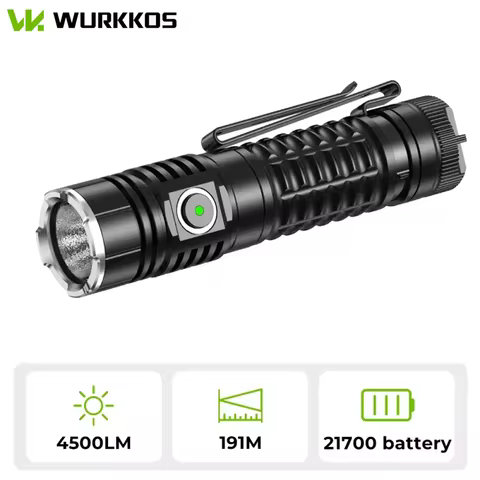 Wurkkos TS22 Rechargeable 21700 LED Flashlight XHP70.2 Powerful Max 4500LM IP68 with Magnet Tail & R