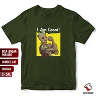 Kaos kaos I AM GROOT guardian of the galaxy member - MARVEL - PREMIUM combed 24s baju kaos t shirt superhero film series Adult Children jumbo Men Women Boys Girls Boys Latest distro unisex Can Long Sleeve New Merch big size 3XL