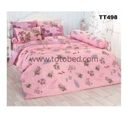 ผ้าปูที่นอนโตโต้ TOTO ขนาด 3.5ฟุต 5 ฟุต และ 6 ฟุต ฝ้ายผสม 40% รหัสสินค้า TT498 ลายดอกไม้  สีชมพูอ่อน  สำหรับที่นอนสูง 10 นิ้ว