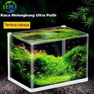 LEPET Akuarium Ikan JR511 Tangki Ikan Mini dengan bahan kaca super bening melengkung