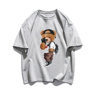 Men's T Shirt 100% Bear Print Cotton Summer Oversized Short Sleeve 's T- Shirt Hip Hop Streetwear Tee Free Shipping XS-4XL-5XL-6XL