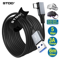 STOD Oculus Quest 2 Link Cable 6M USB Type C Right Angle Left L Shape Type-C Wire 90 Degree Elbow An