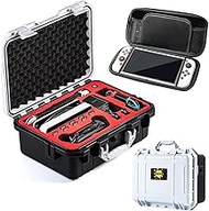 RQUOIRE Carrying Case for Nintendo Switch Travel Case ,Professional Deluxe Waterproof Case Soft Lining Hard Case for Nintendo Switch OLED Model Console Pro Controller &amp; Accessories(Black&amp;White)