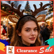 [CHA] Handcrafted Headband Deer Headband Plush Reindeer Antlers Headband for Women Adults – Cute Dee