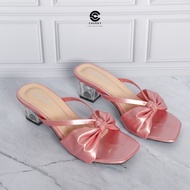 Heells Sandals Wanita 5cm Glass Heel Ribbon Shoes Comfortable Party InvitationWanita