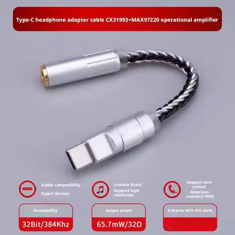 For CX31993/MAX97220 OPAMP Single Crystal Copper Audio Head Cable Decoding Ear Phone Mobile Adapter 